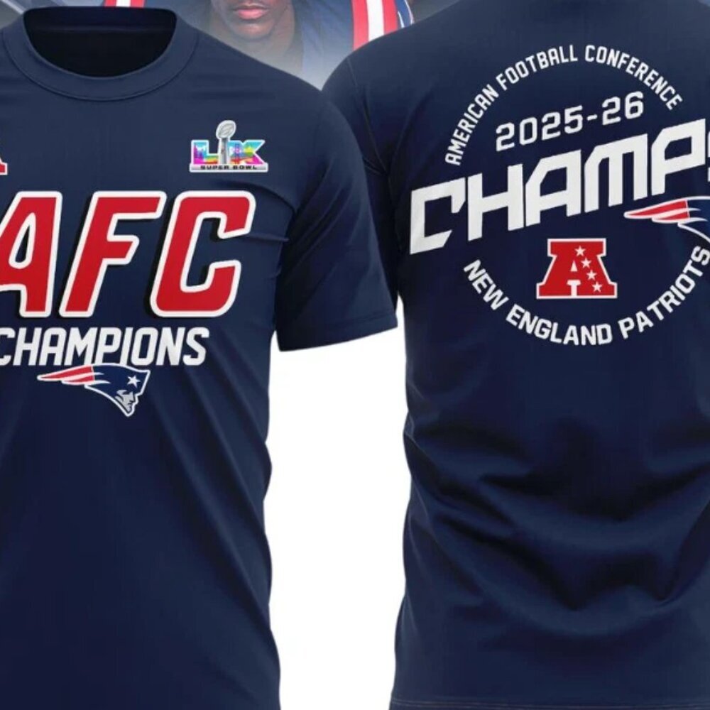 New England Patriots AFC Champions 25-26 navy color 2 side shirt 90